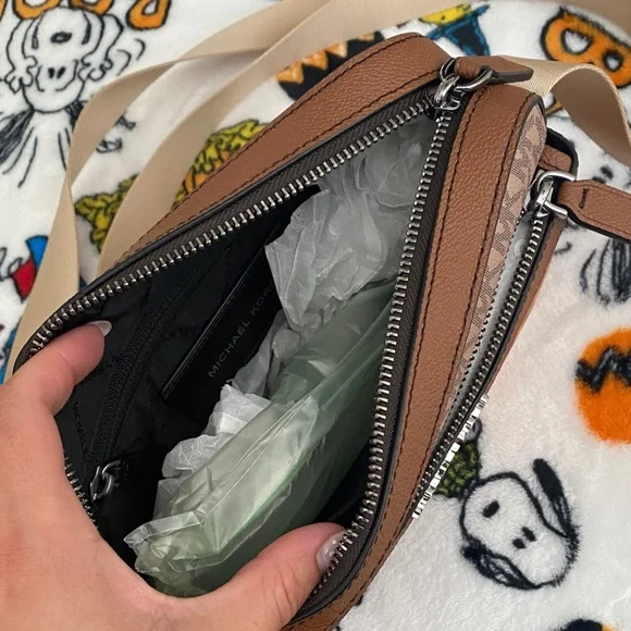 Michael Kors Tan and Orange Logo Crossbody Bag - Picture 2 of 8